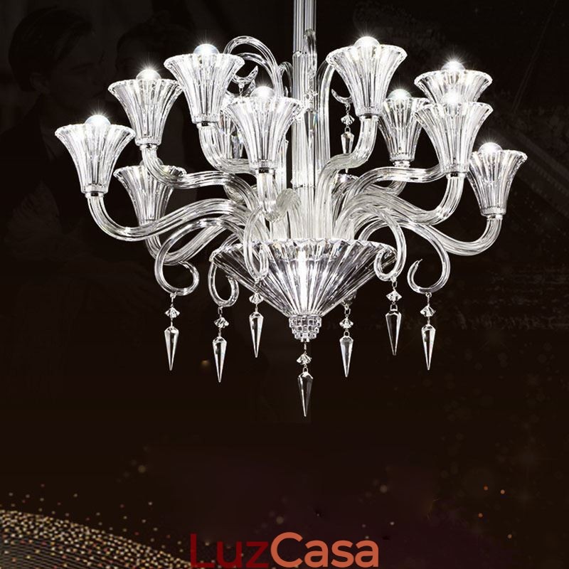 Lustre de cristal europeu decoração luz de teto com 12 luzes