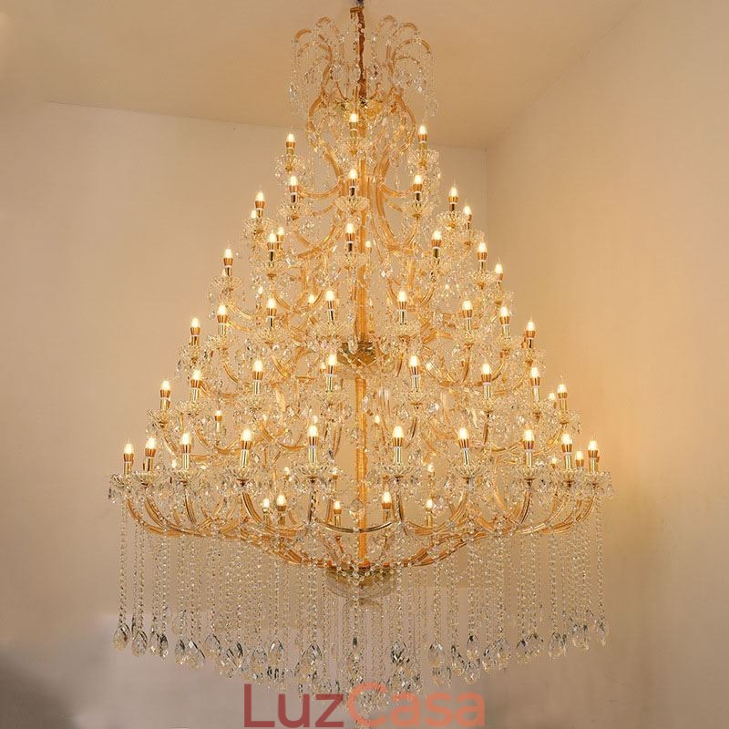 Lustre de cristal de luxo decoração luz de teto com 96 luzes