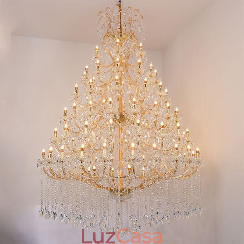 Lustre de cristal de luxo decoração luz de teto com 96 luzes