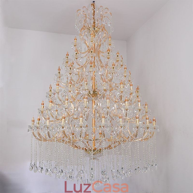 Lustre de cristal de luxo decoração luz de teto com 96 luzes