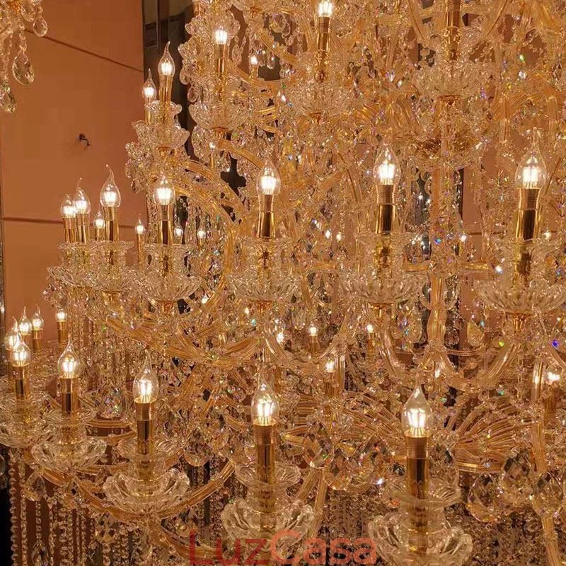 Lustre de cristal de luxo decoração luz de teto com 96 luzes
