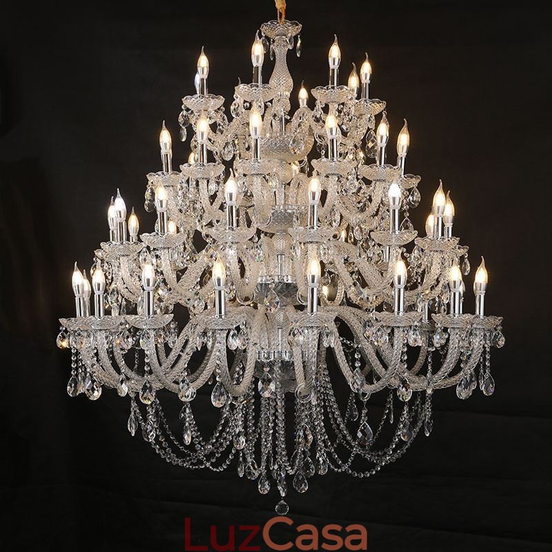 Lustre de cristal europeu, luminária de teto com 53 luzes