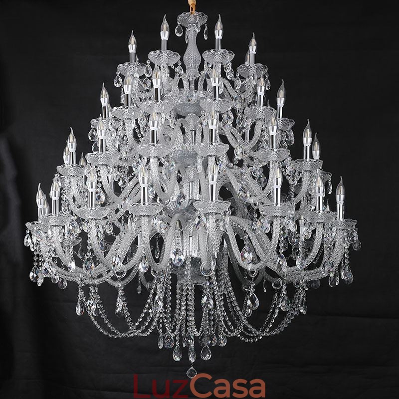 Lustre de cristal europeu, luminária de teto com 53 luzes