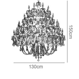 Lustre de cristal europeu, luminária de teto com 53 luzes