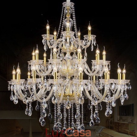 Lustre de cristal de luxo decoração luz de teto com 32 luzes Lustre de cristal de luxo decoração luz de teto com 32 luzes