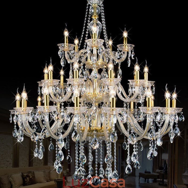 Lustre de cristal de luxo decoração luz de teto com 32 luzes
