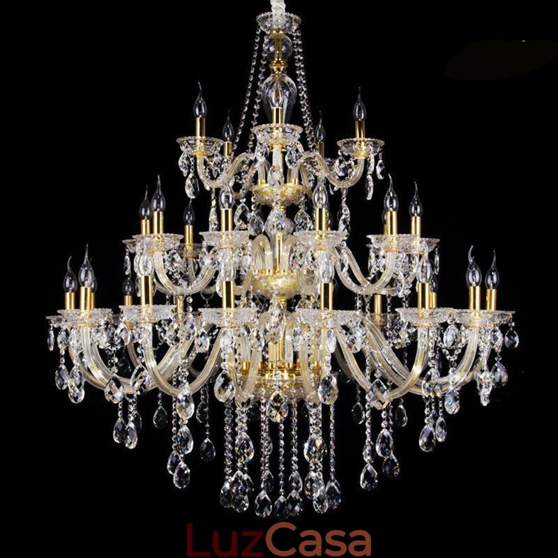Lustre de cristal de luxo decoração luz de teto com 32 luzes