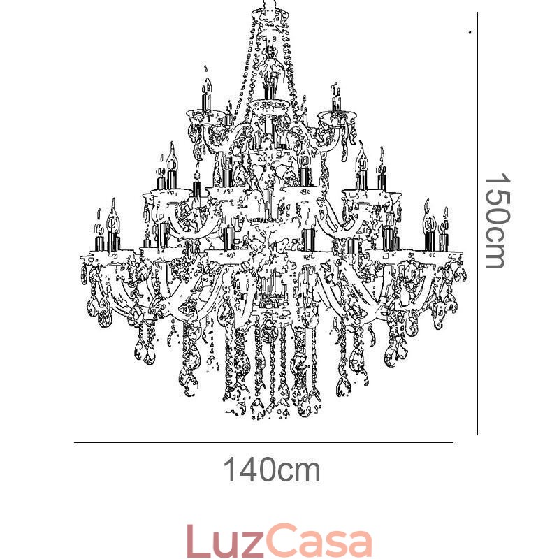 Lustre de cristal de luxo decoração luz de teto com 32 luzes