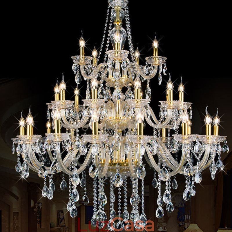 Lustre de cristal de luxo decoração luz de teto com 32 luzes