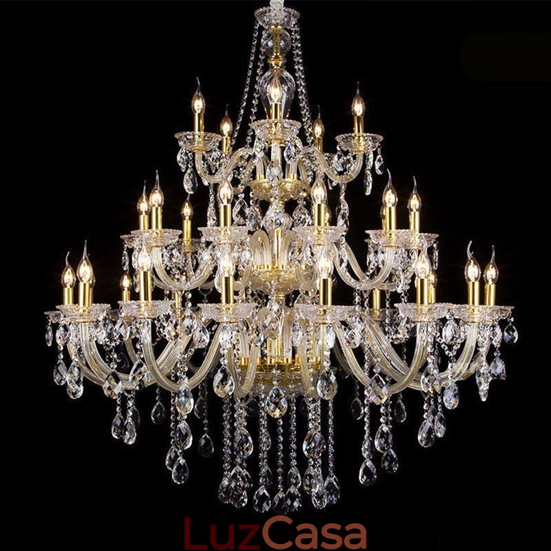 Lustre de cristal de luxo decoração luz de teto com 32 luzes