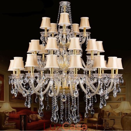 Lustre de cristal europeu com 32 luzes de teto