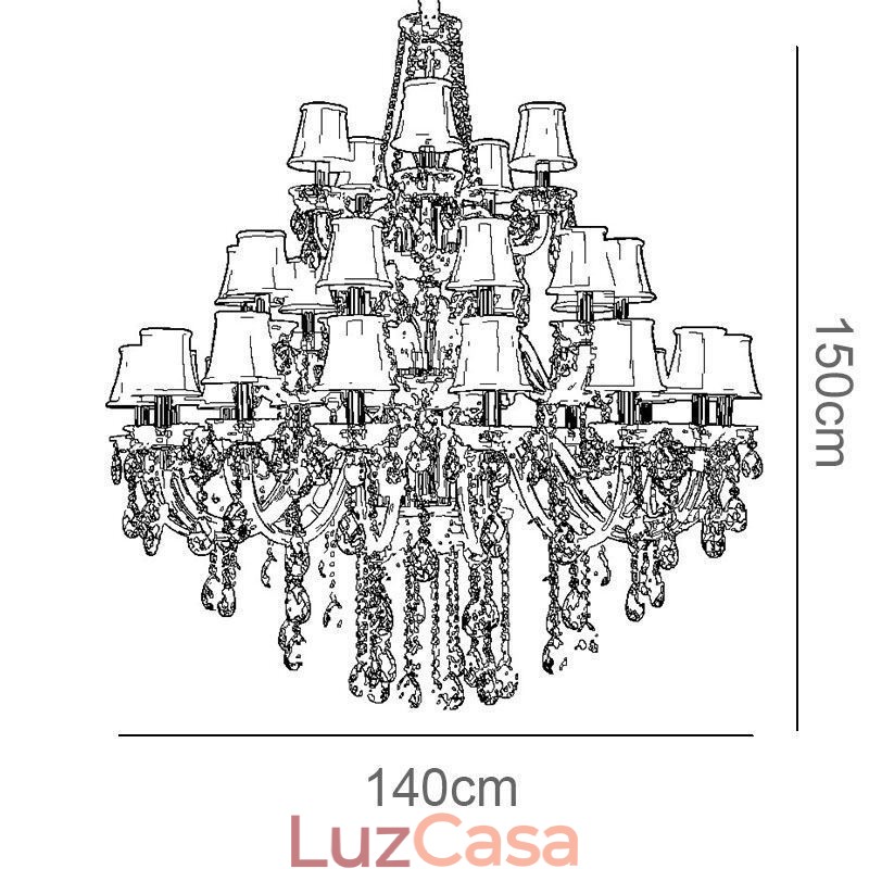 Lustre de cristal europeu com 32 luzes de teto