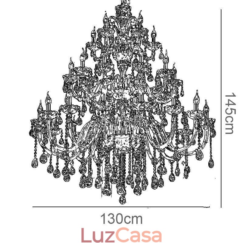 Lustre de cristal europeu, luz de teto de luxo com 30 luzes