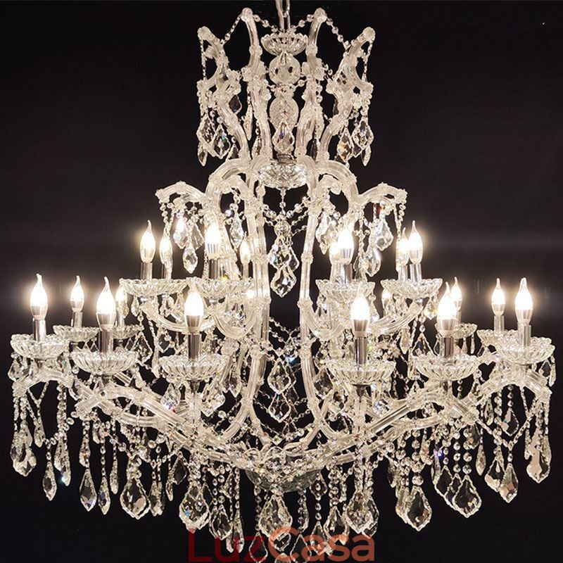 Lustre de cristal europeu decoração luz de teto com 24 luzes