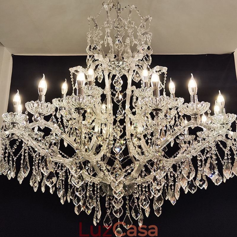 Lustre de cristal europeu decoração luz de teto com 24 luzes