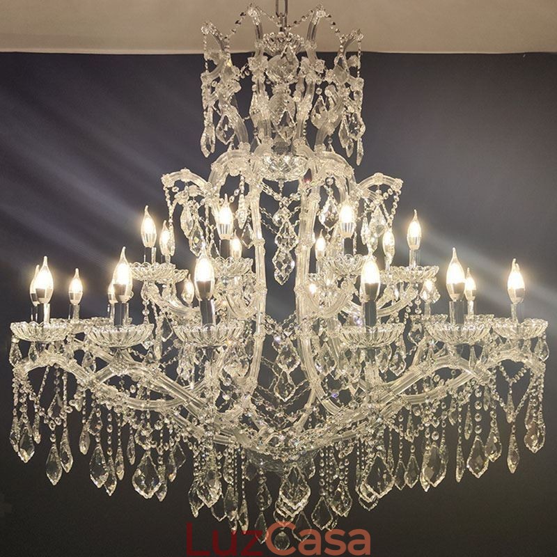 Lustre de cristal europeu decoração luz de teto com 24 luzes