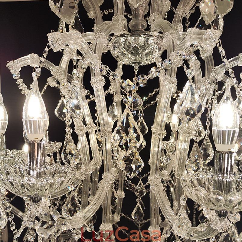 Lustre de cristal europeu decoração luz de teto com 24 luzes