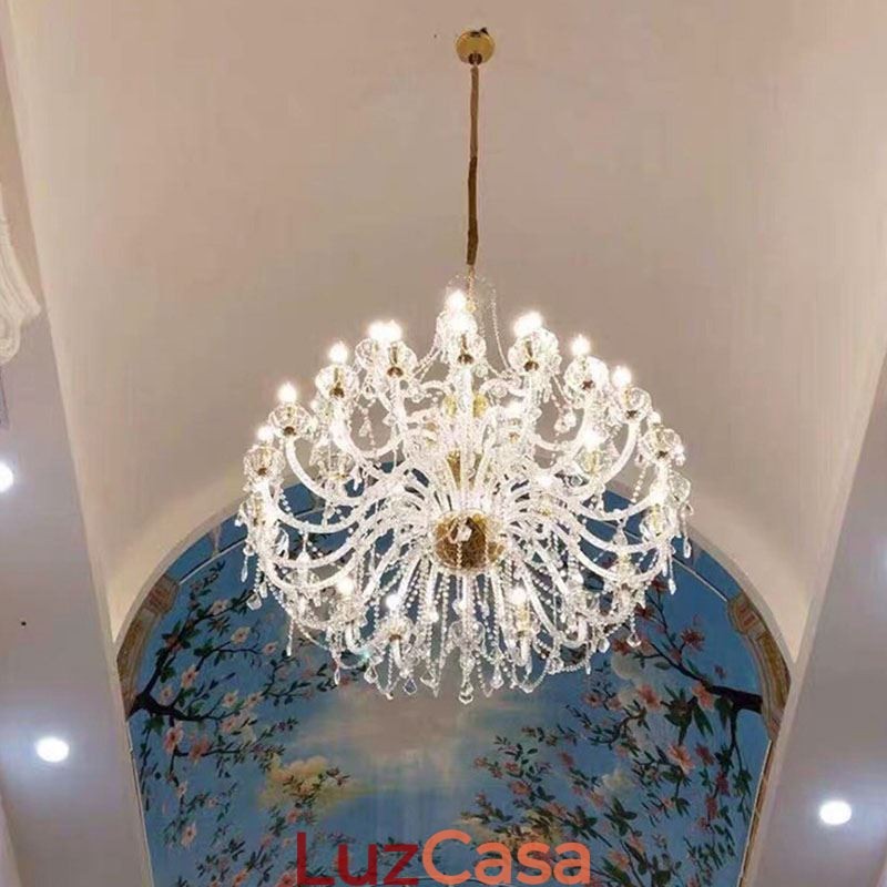 Lustre de cristal europeu com 32 luzes, decoração de luxo, luz de teto