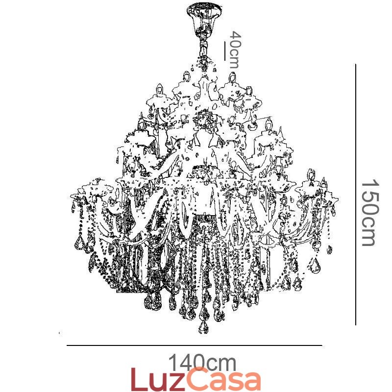 Lustre de cristal europeu com 32 luzes, decoração de luxo, luz de teto