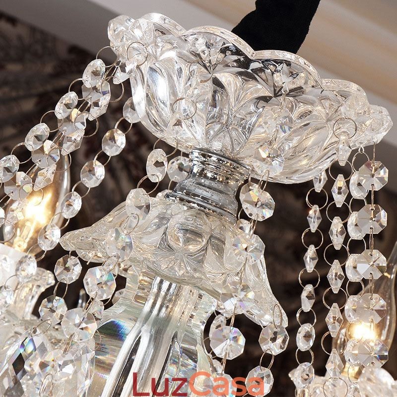 Lustre de cristal europeu com 32 luzes, decoração de luxo, luz de teto