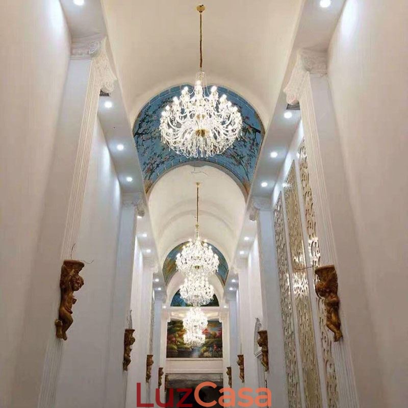 Lustre de cristal europeu com 32 luzes, decoração de luxo, luz de teto