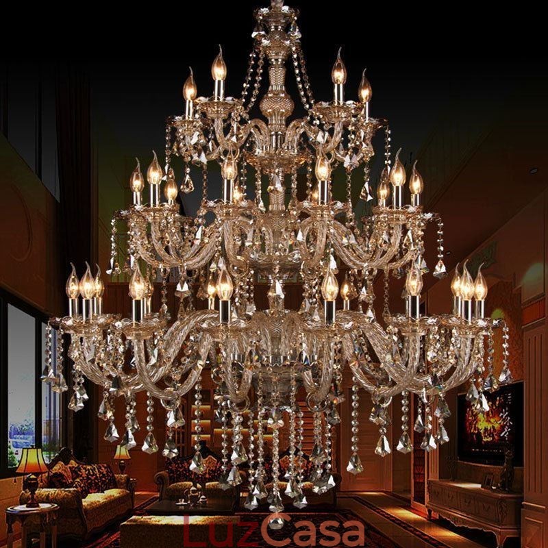 Lustre de cristal europeu com 30 luzes decoração luz de teto
