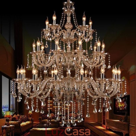 Lustre de cristal europeu com 30 luzes decoração luz de teto