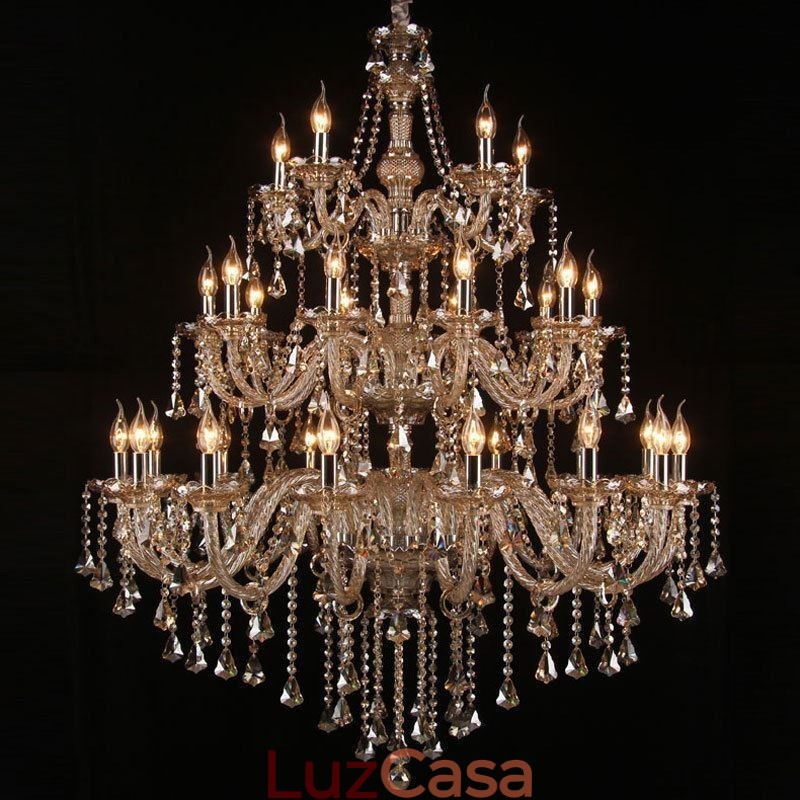 Lustre de cristal europeu com 30 luzes decoração luz de teto