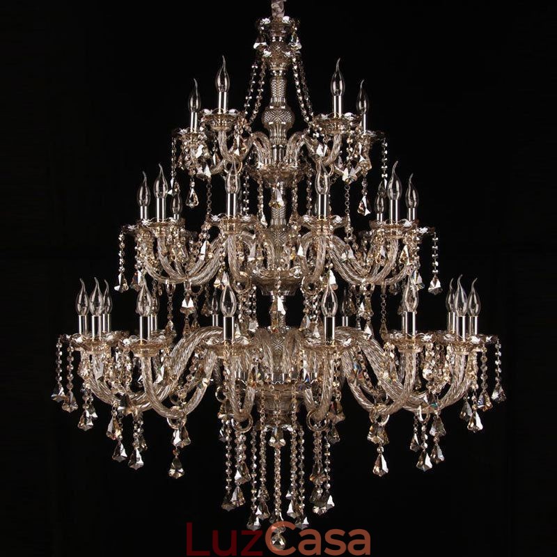 Lustre de cristal europeu com 30 luzes decoração luz de teto