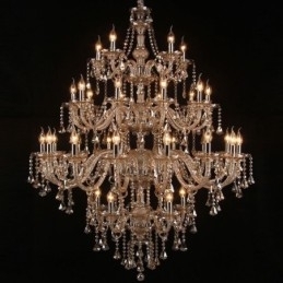 Lustre de cristal conhaque com 35 luzes
