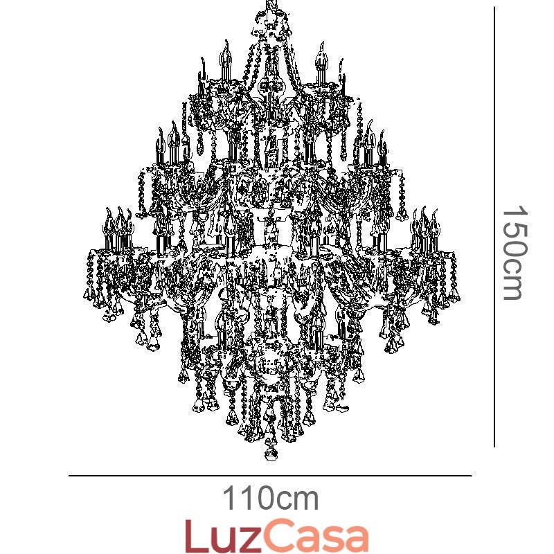 Lustre de cristal conhaque com 35 luzes