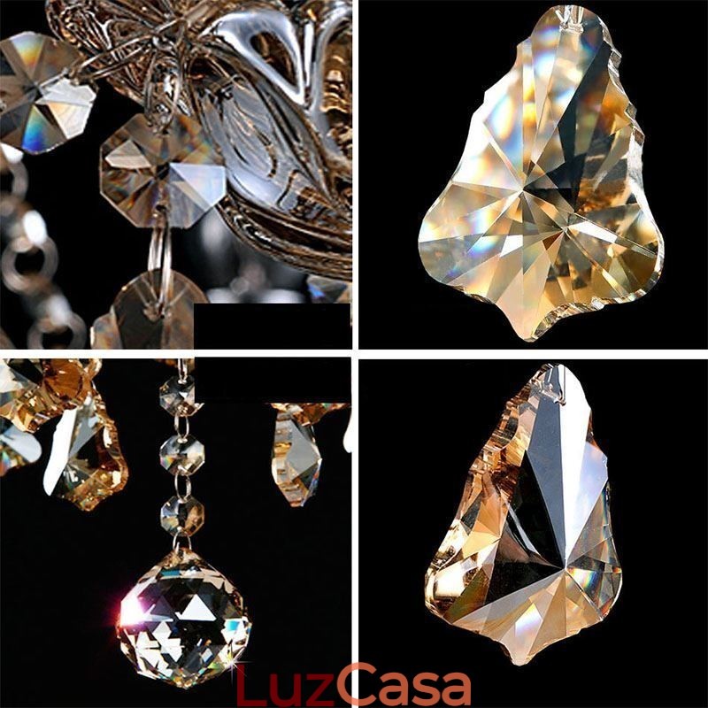 Lustre de cristal conhaque com 35 luzes