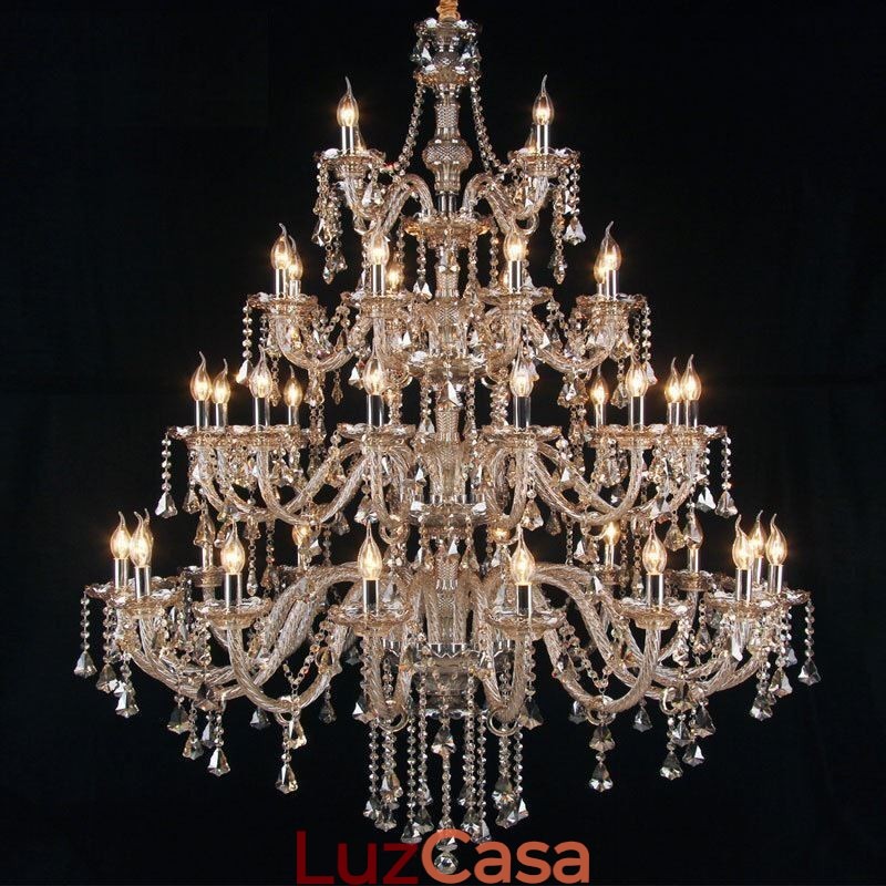 Lustre de cristal europeu cor conhaque luz de teto com 40 luzes