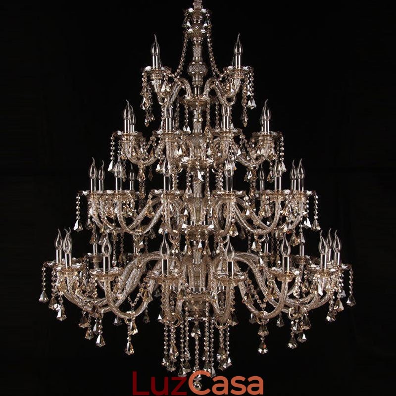 Lustre de cristal europeu cor conhaque luz de teto com 40 luzes