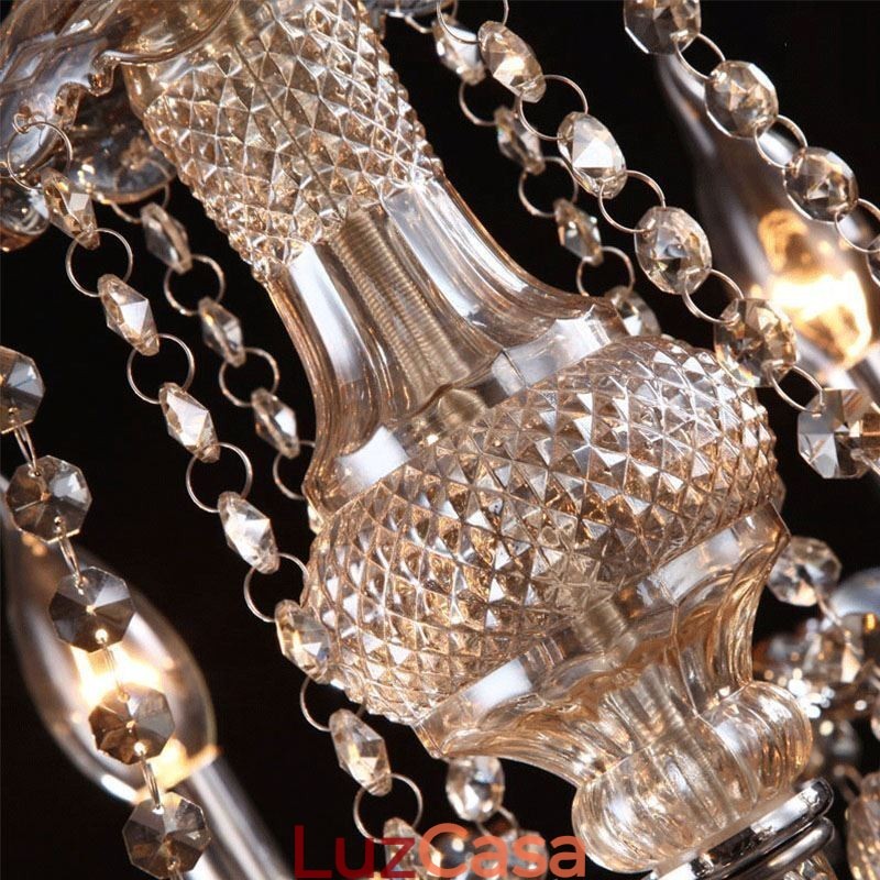 Lustre de cristal europeu cor conhaque luz de teto com 40 luzes
