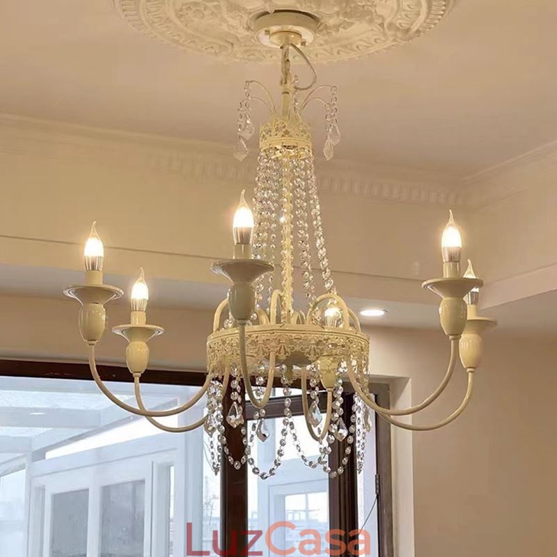 Lustre de cristal nórdico Paint Craft Creme Luz de teto
