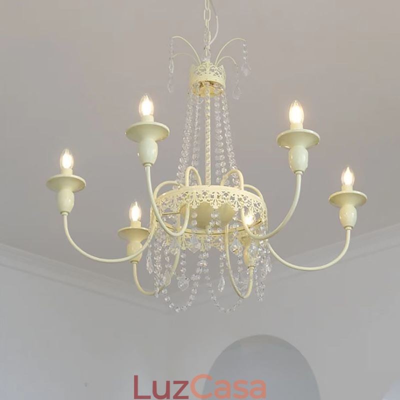 Lustre de cristal nórdico Paint Craft Creme Luz de teto