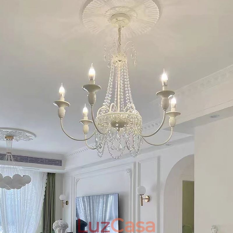 Lustre de cristal nórdico Paint Craft Creme Luz de teto