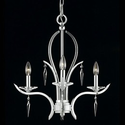 Lustre de Cristal Elegante com 3 Luzes em Bulbo de Vela