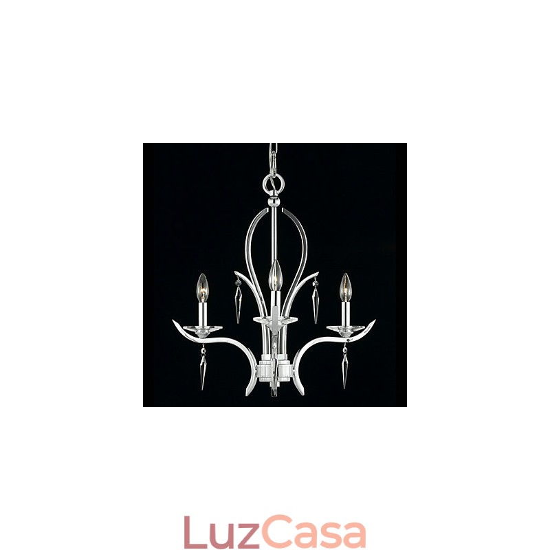 Lustre de Cristal Elegante com 3 Luzes em Bulbo de Vela