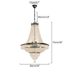 Lustre de cristal clássico estilo império preto luz pendente 9 luzes