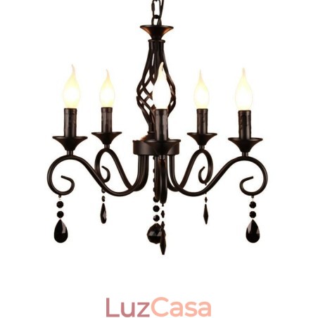 Lustre rústico de ferro forjado 5 luzes Lustre rústico de ferro forjado 5 luzes