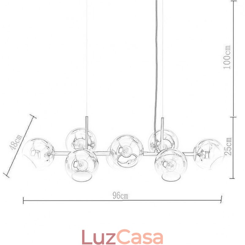 Luminária pendente contemporânea Magic Bean Simples 8 luzes