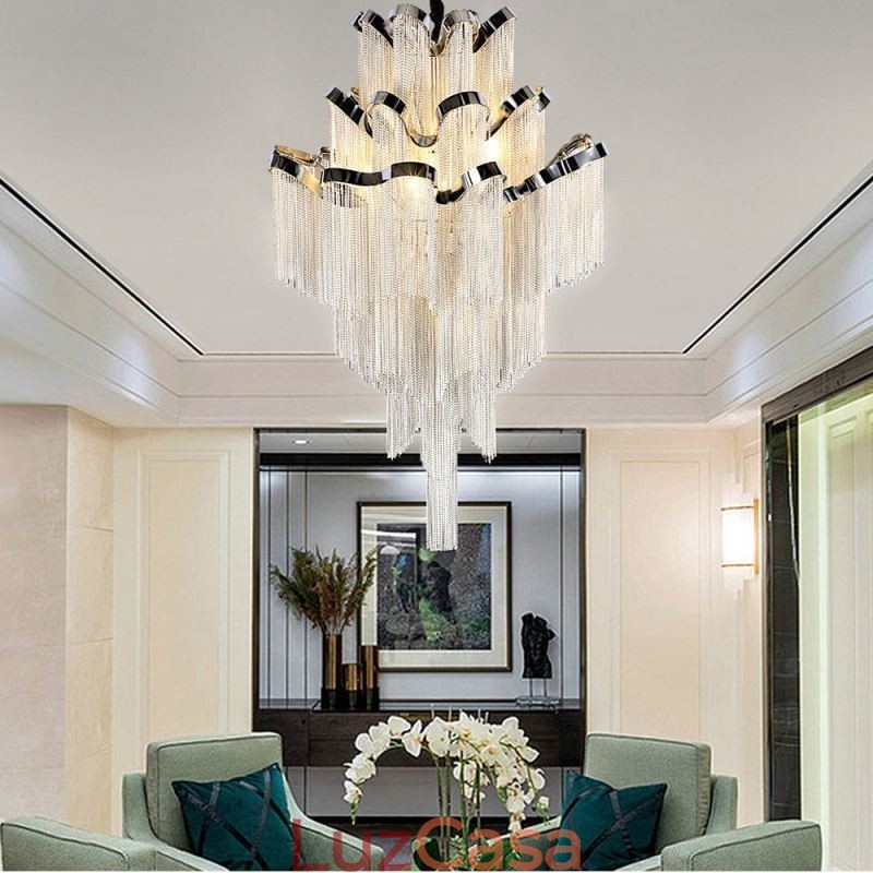 Luminária pendente moderna e elegante com borla