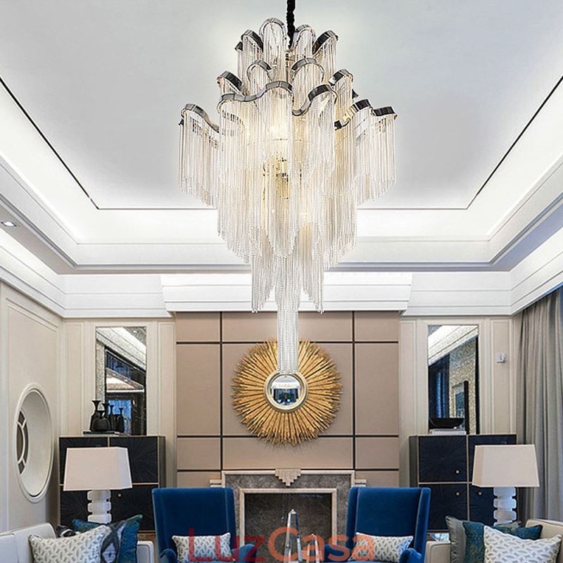 Luminária pendente moderna e elegante com borla