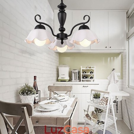 Luminária pendente nórdica de ferro em forma de flor, abajur de vidro, lustre Luminária pendente nórdica de ferro em forma de flor, abajur de vidro, lustre