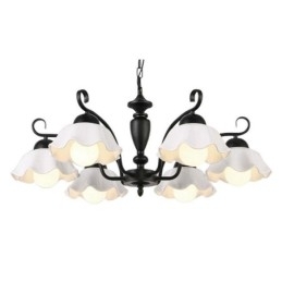 Luminária pendente nórdica de ferro em forma de flor, abajur de vidro, lustre