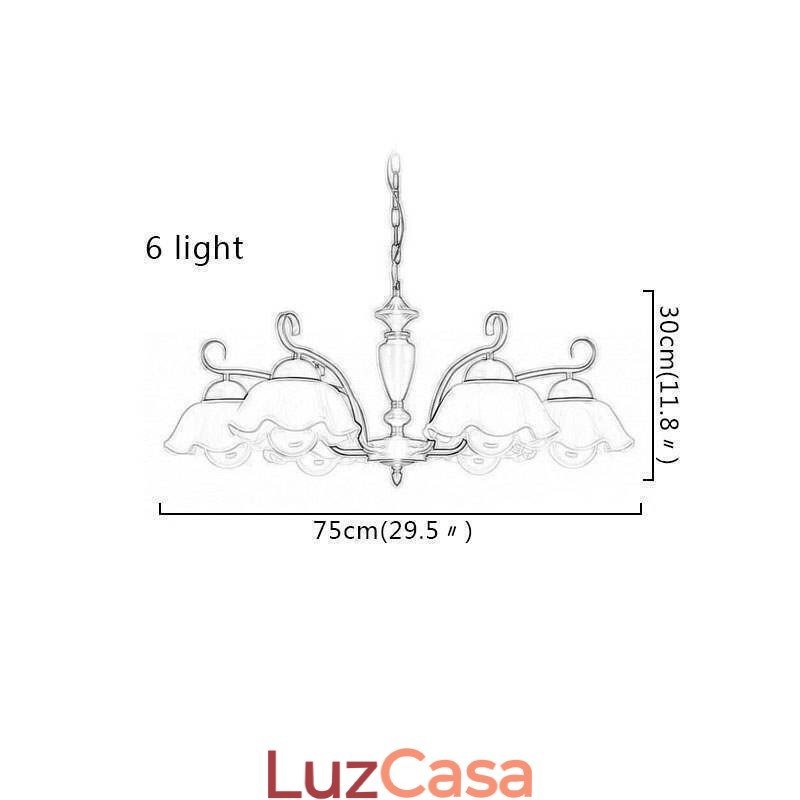 Luminária pendente nórdica de ferro em forma de flor, abajur de vidro, lustre