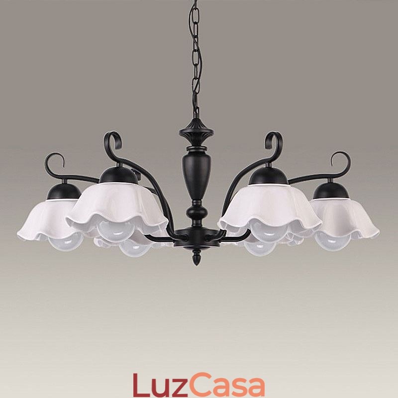 Luminária pendente nórdica de ferro em forma de flor, abajur de vidro, lustre