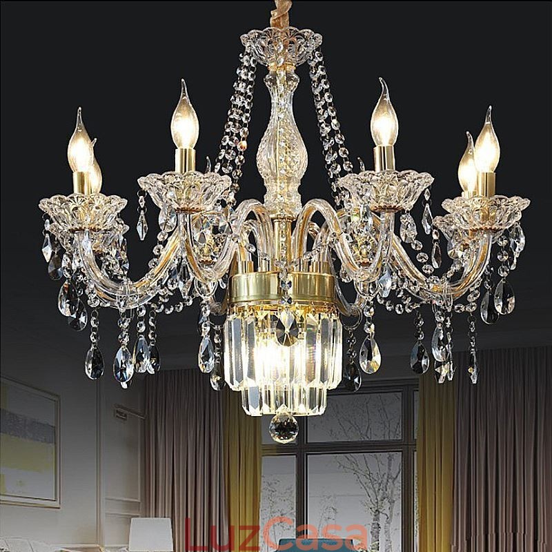 Grande lustre de cristal europeu clássico pingente luz